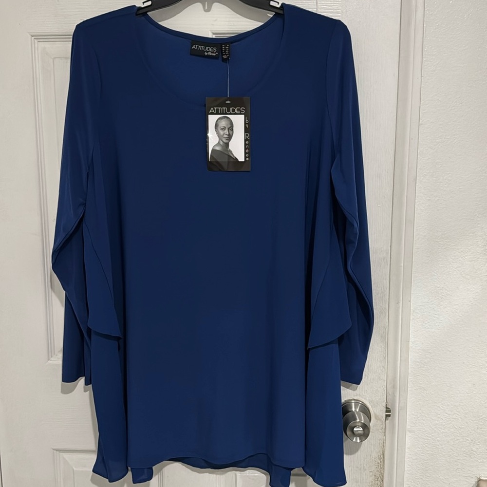 Brand new with the tags Attitudes by Renee Blue Top For Plus Women Size 2XL